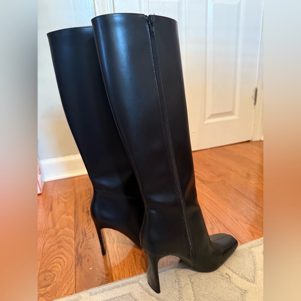 Zara Black Heeled Boots Classic Design